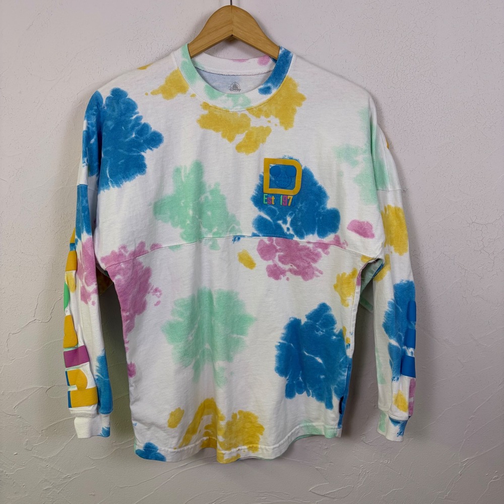 Disney Spirit Jersey Women XS Tie Dye Pastel Walt Disney World Long Sleeve Tee
